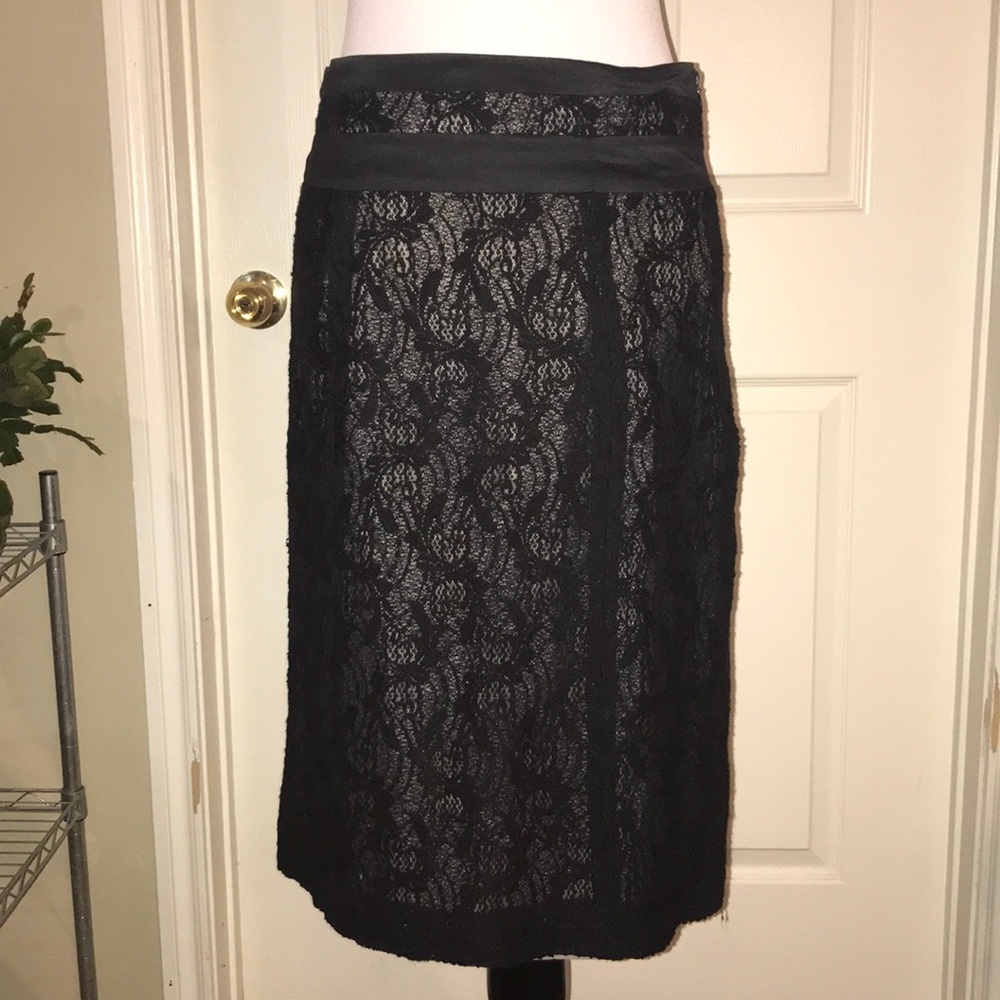 Black lace long business skirt